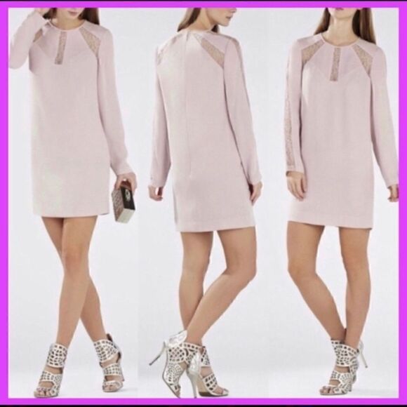 BCBGMAXAZRIA PAYTEN LACE-INSERT SHIFT DRESS - Picture 1 of 7